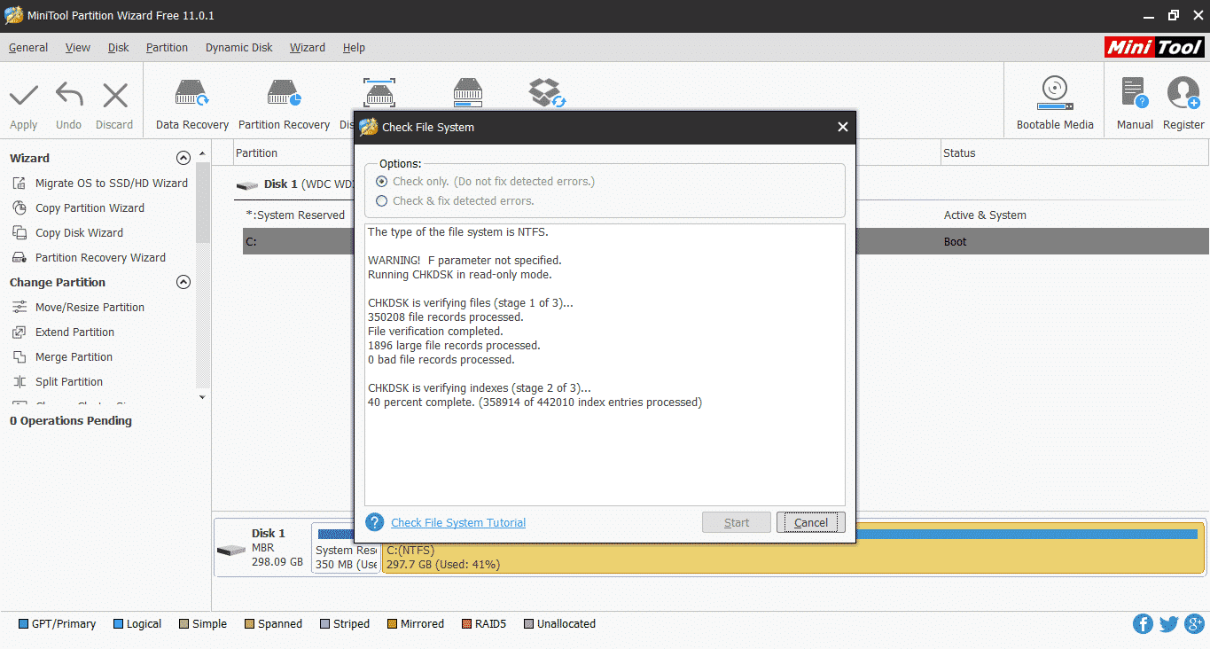 Partition Assistant wizard