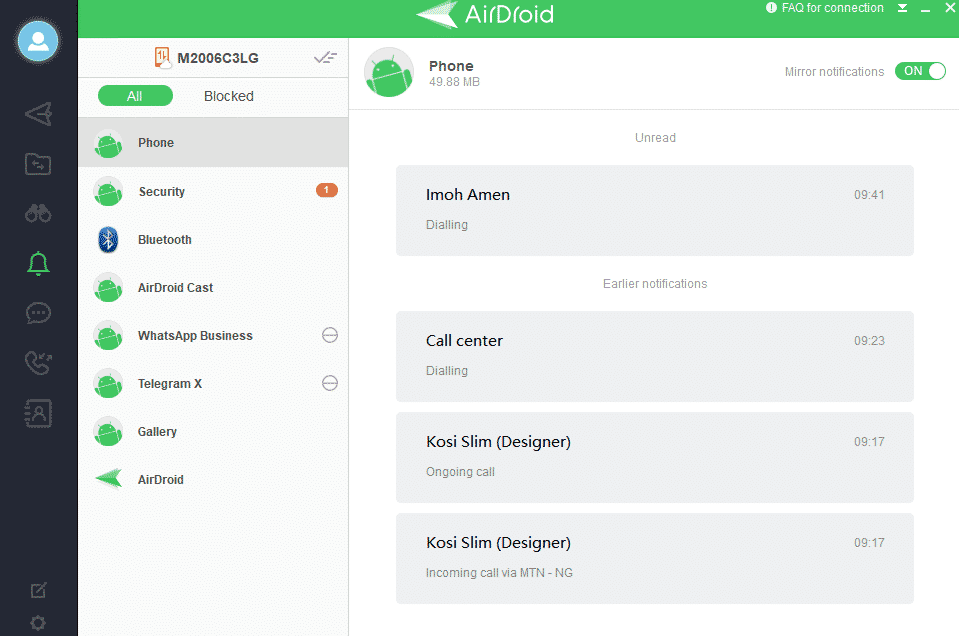 AirDroid Personal Notification Center